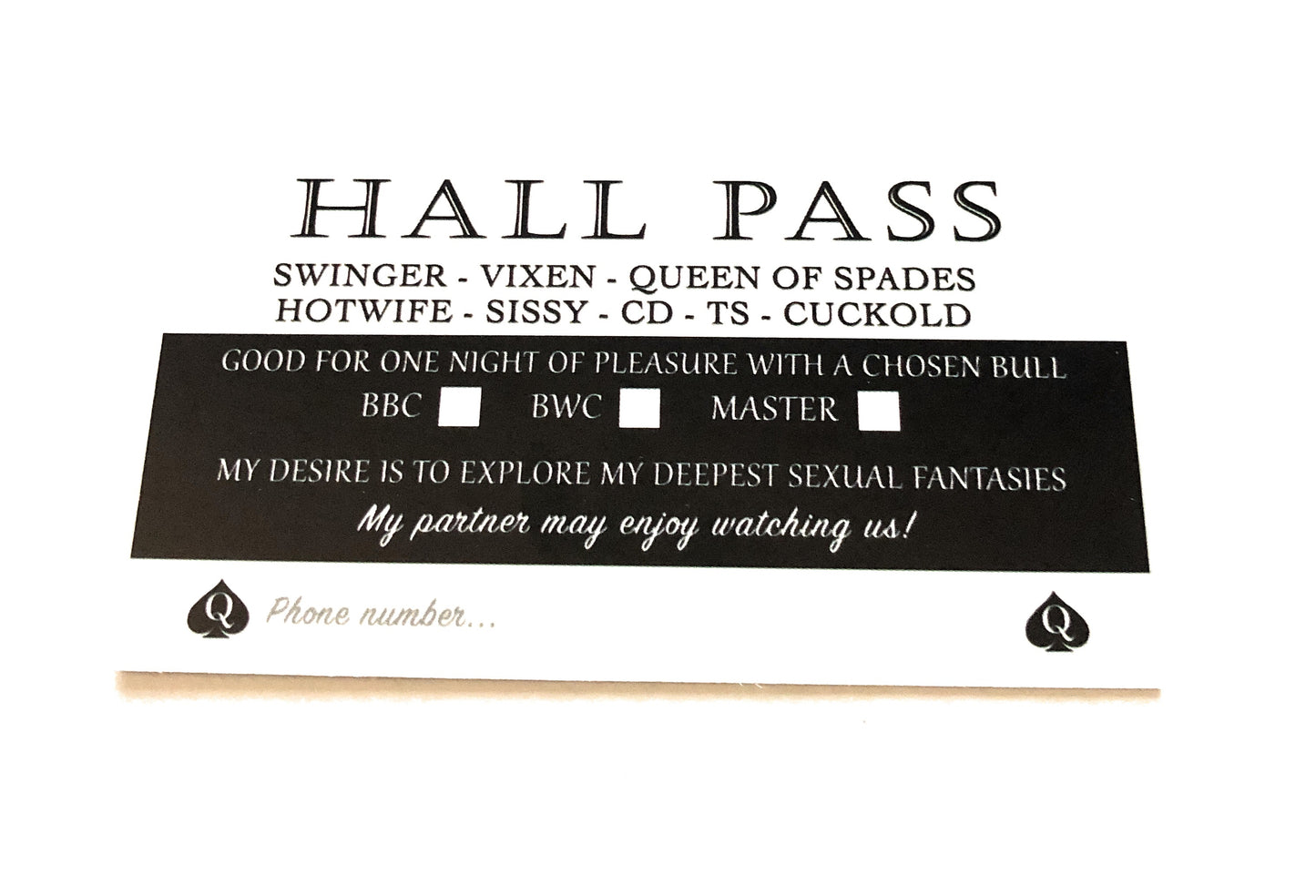 THE ULTIMATE HALL PASS CARD - Make Desires Come True