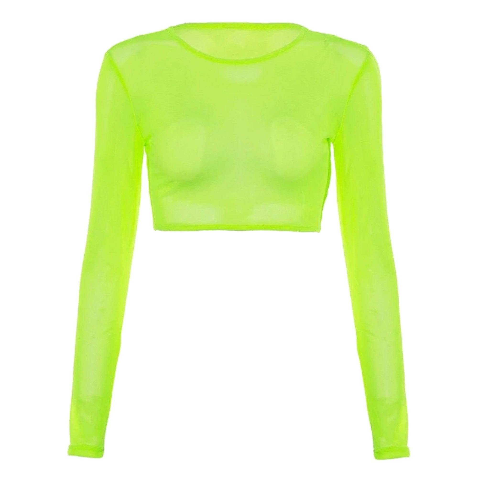 QOS Mesh Crop Top 3pc Bikini - Neon Green/Yellow