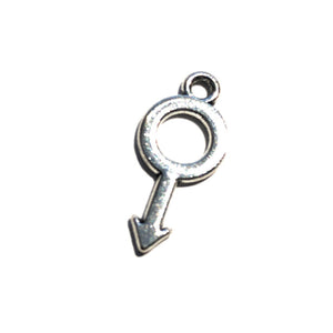 ♂♀ Female or Male Gender Symbol Charm - Swinger - Gangbang - Threesome - Foursome-  Silver