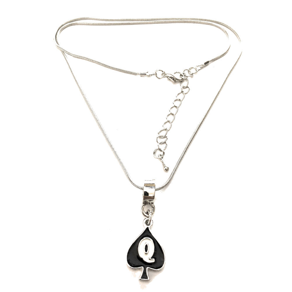 Queen Of Spades - Silver Charm Necklace - Cuckold Jewelry