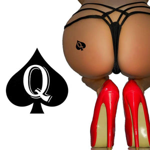 Queen of Spades 3D Logo - Temporary Tattoos - Black
