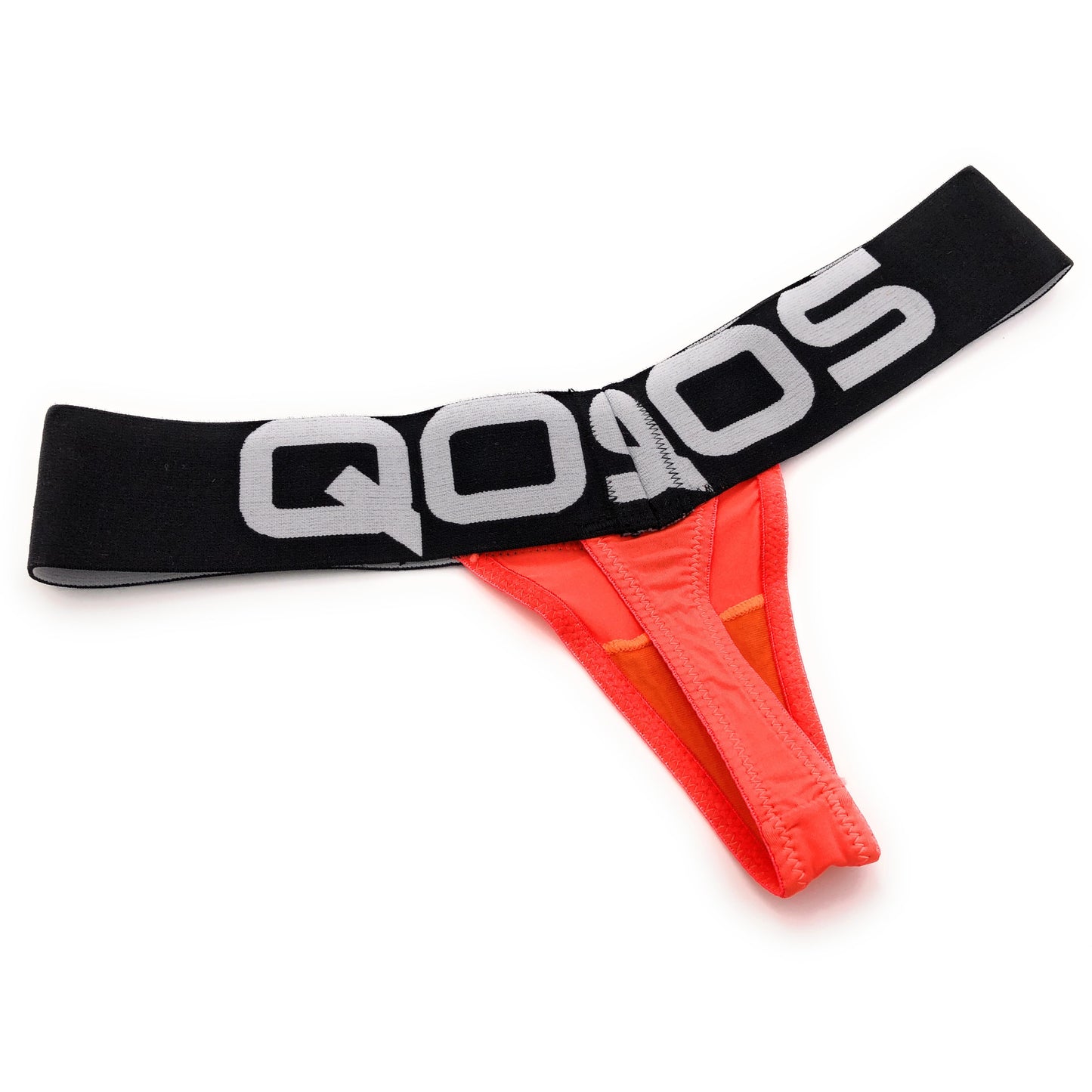 NEON ORANGE QOS BRAND - V-shape Logo Band Brazilian Bum Thong Tanga