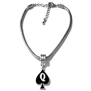 Queen of Spades - "Q" Spade Charm Anklet - QOS BRAND - Hotwife - Vixen - Sissy