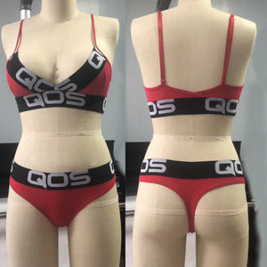 EVIL QOS X-RED SET - Extra Large Logo Band Top & Brazilian Bikini Bottom