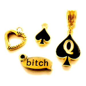 Swinger Lifestyle Jewelry - Custom VVS Crystal Letter Charms Symbols Gold - Euro Necklace
