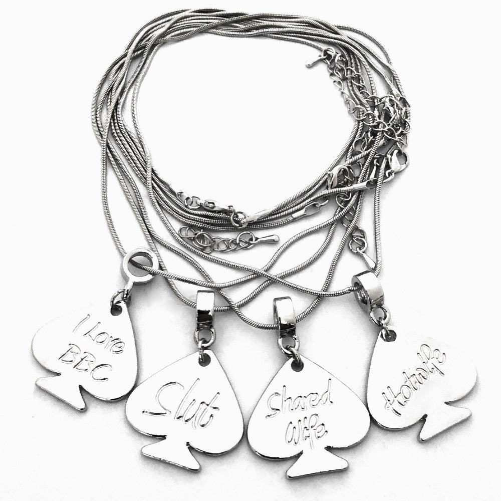 Queen Of Spades - Silver Spade Charm Necklace - Hotwife - Slut picture pic