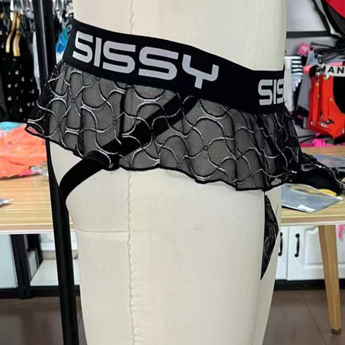side view sissy tutu jock strap