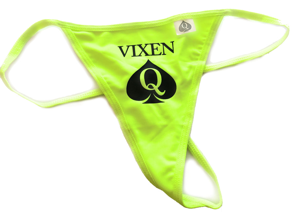 Neon Green - VIXEN QOS Queen Of Spades Logo G-String