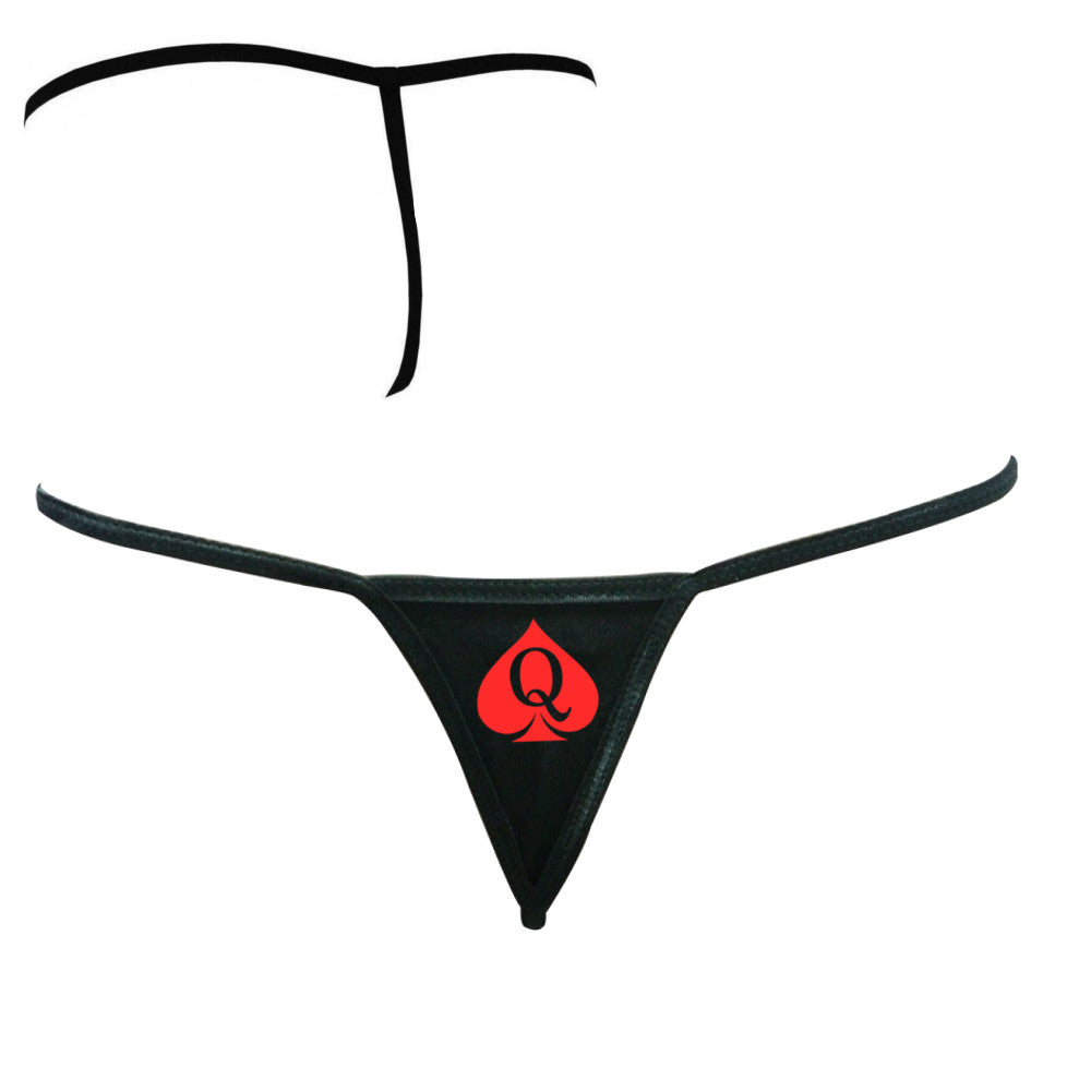 Sexy BBC Black Queen Of Spades - Fetish Red QOS Logo- Fetish - Brazilian G-String Thong