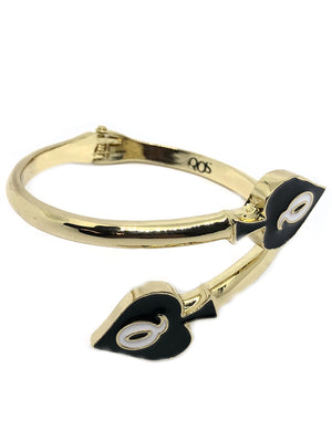 QOS - Double Queen Of Spades Charm - Hinged Cuff - Snake Bracelet