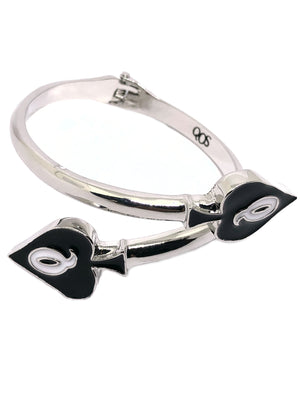 QOS - Double Queen Of Spades Charm - Hinged Cuff - Snake Bracelet