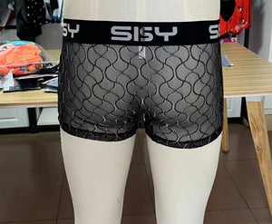 Black Sissy Brand Bi Color Lace Boxers  - Sissy Brand- Bottom SLV/BLKD (New Color)