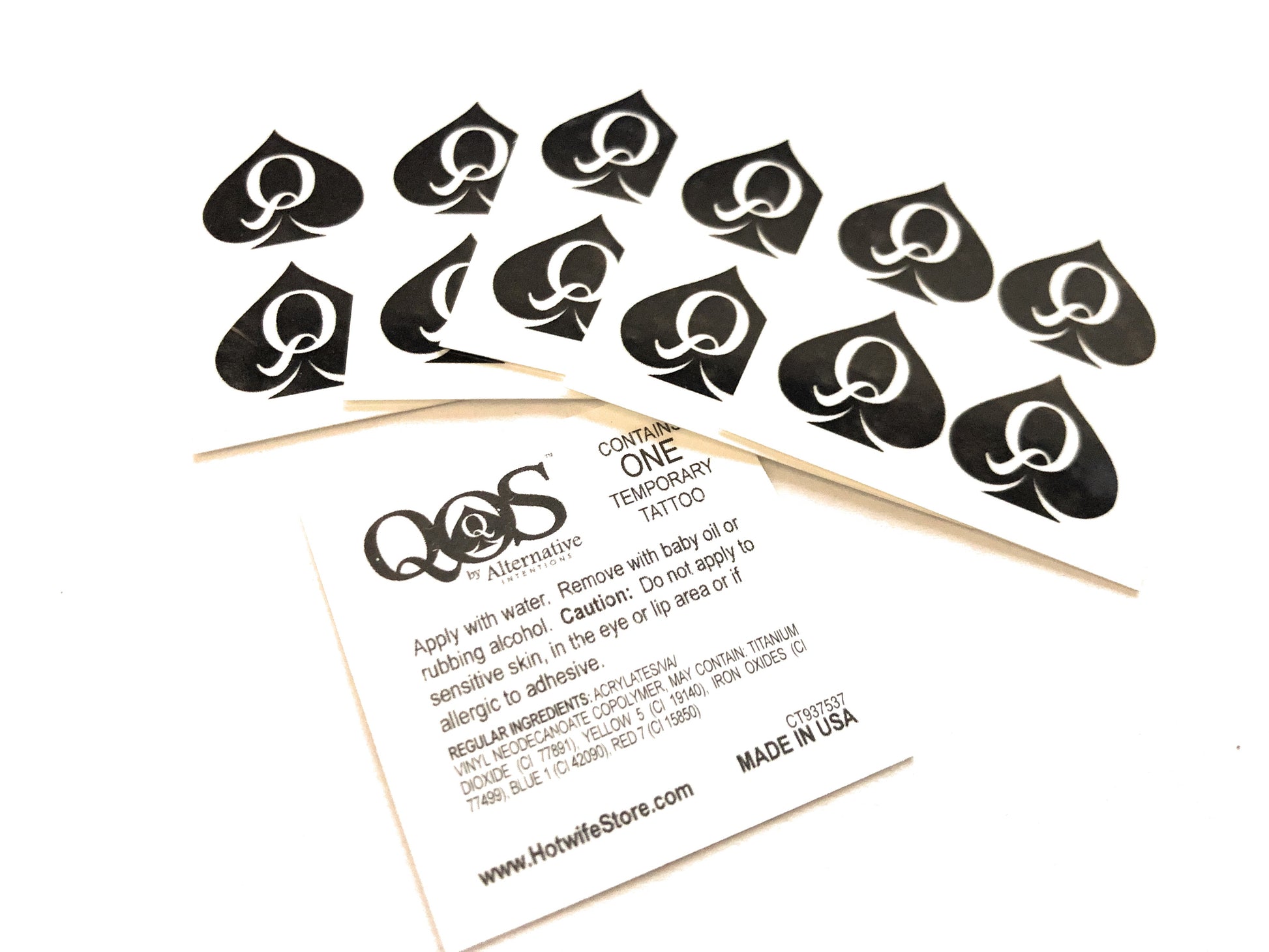 4 in 1 Mini QOS Queen Of Spades Temporay Tattoos