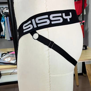 Black Sissy Brand Bi Color Lace Jockstrap  - Sissy Brand- Bottom SLV/BLKD (New Color)