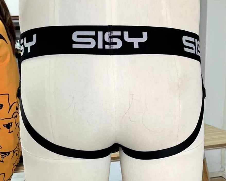 Black Sissy Brand Bi Color Lace Jockstrap  - Sissy Brand- Bottom SLV/BLKD (New Color)