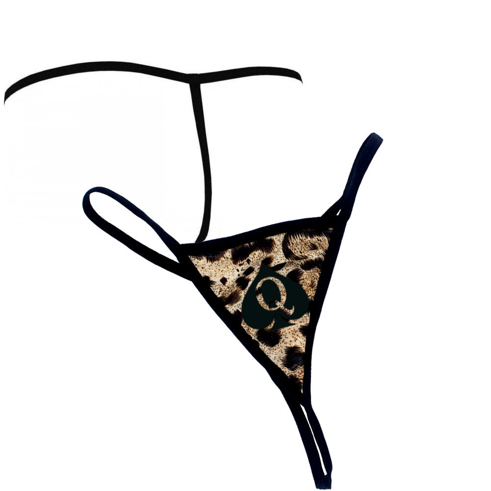 Ultra Sexy Hot Leopard Queen Of Spades - BBC Black Logo - Fetish - Brazilian G-String Thong