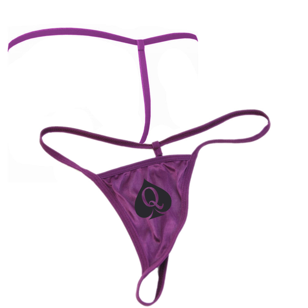 Sexy Mistress Purple Queen Of Spades - BBC Black QOS Logo - Fetish - Brazilian G-String Thong 