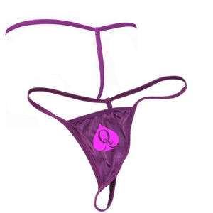Sexy Mistress Purple Queen Of Spades - Vixen Hot-Pink QOS Logo - Fetish - Brazilian G-String Thong 