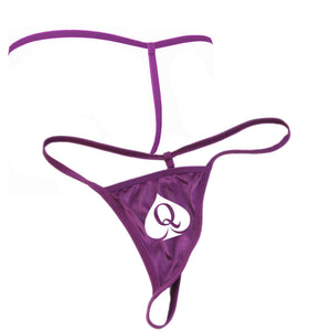 Sexy Mistress Purple Queen Of Spades - Snowbunny QOS Logo - Fetish - Brazilian G-String Thong 