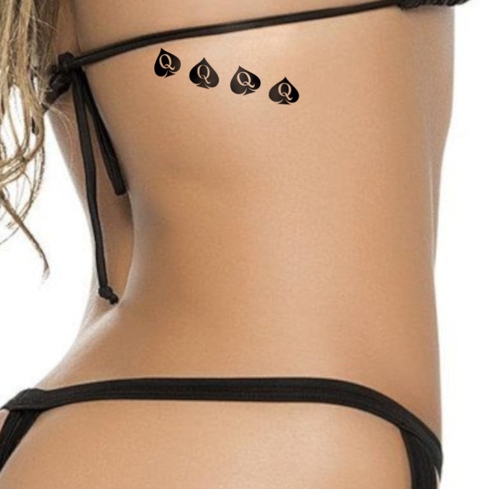 4 in 1 Mini QOS Queen Of Spades Temporay Tattoos