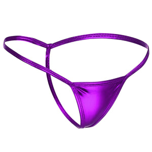 Sexy Metallic Purple QOS Queen Of Spades Logo - Fetish - Brazilian Micro G-String Thong