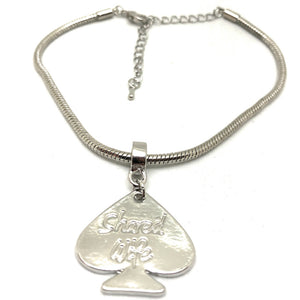 SHARED WIFE Engraved Spade Charm Euro Snake Anklets - Gold, Silver or Black