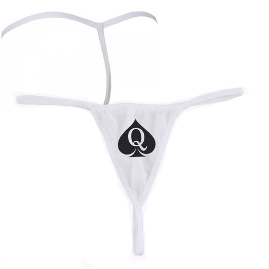 Sexy Snowbunny White Queen Of Spades - BBC Black Logo - Fetish - Brazilian G-String Thong 